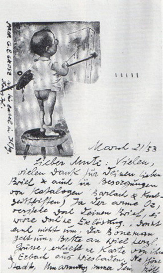 1958 postcard george grosz to john heartfield