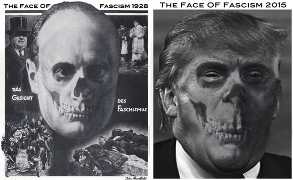 <em>The Face Of Fascism, 2015</em><br />One Hand Art<br />John J Heartfield